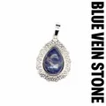 Handcrafted waterdrop pendant featuring blue sodalite stone with silver filigree lace border - Blue Sodalite