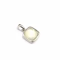 Close-up detail of a square cushion-cut pale green amazonite gemstone pendant in silver - White Crystal (Square) Pendant Only (Without Chain) / Silver