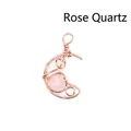 Elegant handmade wire wrapped rose quartz crescent moon pendant necklace in gold finish - Moon / Rose Quartz (Rose Gold)