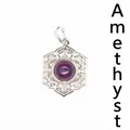 Pendentif filigrane floral argenté avec incrustation de pierre d'améthyste violette - Améthyste (aljylp1545)