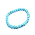 Classic 6mm blue turquoise round bead stretch bracelet for women - 6mm / Blue Turquoise