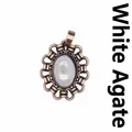 Eleganter Vintage-Bronze-Anhänger mit Durchbruchmuster und ovalem weißem Achatstein - Achat