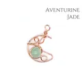 Handmade rose gold wire wrapped crescent moon pendant with natural green aventurine - Moon / Aventurine (Rose Gold)