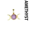 Triple moon amethyst stone pendant with 24K gold plating for bohemian style necklaces - Pendant Only (No Chain) / Amethyst