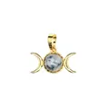 24K gold plated Triple Moon pendant featuring a natural blue spot stone - Pendant Only (No Chain) / Blue Spot Jasper