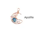 Delicate hand-woven moon pendant featuring a natural blue apatite stone in gold wire - Moon / Apatite (Rose Gold)