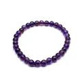 Simple 6mm natural purple amethyst round bead bracelet for women's fashion jewelry - 6mm / Amethyst