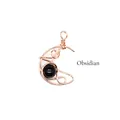 Handmade wire-wrapped moon pendant with natural black obsidian stone bead - Moon / Obsidian (Rose Gold)
