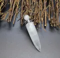 White quartz hexagonal cone aromatherapy perfume bottle pendant necklace - White Crystal / Silver