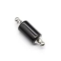 Macro view of a cylindrical black stone essential oil bottle pendant with silver caps - Obsidian / Silver
