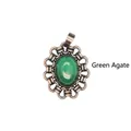 Vintage Bronze Hohl Anhänger Schmuck mit einem natürlichen ovalen grünen Achat - Grüner Achat
