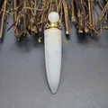 Elegant natural white crystal hexagonal cone aromatherapy perfume bottle pendant necklace - White Crystal / Gold