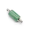 Macro view of the green natural stone cylindrical essential oil pendant details - Aventurine Jade / Silver