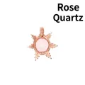 Handmade wire-wrapped sun pendant featuring natural rose quartz stone - Sun / Rose Quartz (Rose Gold Tone)