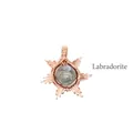 Handmade wire-wrapped natural labradorite sun moon pendant in rose gold finish. - Sun / Labradorite (Rose Gold)