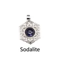 Élégant pendentif en dentelle argentée orné d'une pierre naturelle de sodalite bleue - Sodalite (aljylp1545)
