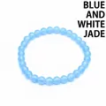 Elegant 6mm natural blue stone beaded bracelet with polished round chalcedony beads for women - 6mm / Blue and White Jade