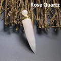 Natural rose quartz hexagonal cone perfume bottle pendant jewelry with gold hardware - Rose Quartz / Gold