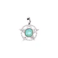 Retro zilveren pentagram ster hanger ketting met een centrale turquoise steen. - Turkoois