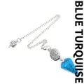 Blue turquoise conical dowsing pendulum necklace with silver chain for meditation. - Blue Turquoise