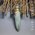 Natural labradorite stone hexagonal cone perfume bottle pendant necklace SKU image - Labradorite / Gold