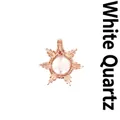 Handcrafted sun-shaped pendant featuring natural white crystal stone with copper wire wrap - Sun / Clear Quartz (Rose Gold Tone)