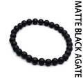 High-quality minimalist matte black onyx 6mm natural stone round bead bracelet for women - 6mm / Matte Onyx