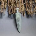 Natural labradorite stone aromatherapy perfume bottle pendant necklace in grey tones - Labradorite / Silver