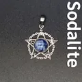 Esoterische pentagram hanger voor heren met een natuurlijke blauwe sodalietsteen - Blauwe sodaliet