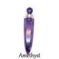Natural amethyst hexagonal cone perfume bottle pendant with silver metal bail - Amethyst / Silver