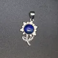 Eleganter natürlicher Lapislazuli Blumenanhänger Halskettenanhänger versilbert - Lapislazuli