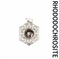 Pendentif fleur évidée argentée orné d'une perle en pierre de rhodonite naturelle - Rhodonite (aljylp1545)