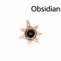 Handmade wire wrapped natural obsidian sunburst pendant necklace for women jewelry - Sun / Black Obsidian (Rose Gold Tone)