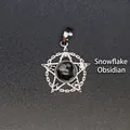 Vintage zilveren pentagram hanger ketting met natuurlijke sneeuwvlok obsidiaan steen - Sneeuwvlokobsidiaan