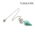Pendentif pendule en pierre turquoise conique avec chaîne - Turquoise