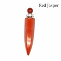 Natural red jasper hexagonal cone perfume bottle aromatherapy necklace pendant in dark red - Red Jasper / Silver