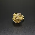 Handmade wire-wrapped natural citrine raw stone adjustable ring in golden finish - Hand-wrapped Adjustable Ring / Citrine
