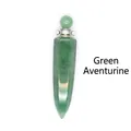 Natural green aventurine hexagonal cone crystal aromatherapy perfume bottle pendant - Aventurine Jade / Silver