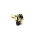 Exquisite handmade gold wire wrapped black obsidian raw stone adjustable open ring - Hand-wrapped Adjustable Ring / Obsidian