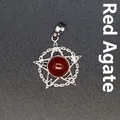 Gothic zilveren pentagram kettinghanger voor heren met een gepolijste rode agaatsteen - Rode agaat