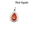 Elegant teardrop red agate stone pendant with decorative silver filigree lace frame - Red Agate