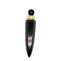 Natural obsidian hexagonal cone aromatherapy perfume bottle pendant in black - Obsidian / Gold