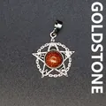Pentagram ster hanger ketting met een fonkelende bruine goudsteen cabochon edelsteen - Goudzandsteen