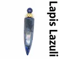 Natural Lapis Lazuli hexagonal aromatherapy perfume bottle pendant - Lapis Lazuli / Gold
