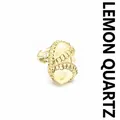Anello regolabile in cristallo di limone grezzo avvolto in filo d'oro fatto a mano - Anello Regolabile Avvolto a Mano / Citrino