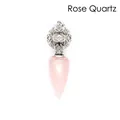 Natural rose quartz cone pendant necklace with intricate silver hollow floral ball - Cone Hollow Ball Style / Rose Quartz (Silver)