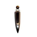 Polished Tiger Eye stone hexagonal cone aromatherapy perfume bottle pendant necklace - Tiger's Eye / Silver