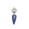 Natural blue lapis lazuli cone pendant featuring a silver hollow filigree ball decoration. - Cone Hollow Ball Style / Lapis Lazuli (Silver)