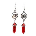 Orecchini in stile cinese con turchese rosso, loto traforato e colonna esagonale - Howlite Rossa