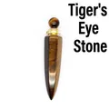 Natural Tiger Eye stone hexagonal cone aromatherapy perfume bottle pendant necklace - Tiger's Eye / Gold